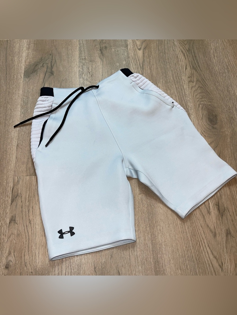Under Armour White Kids Athletic Shorts with Black Accents